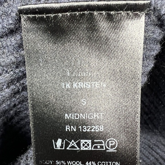 LK Bennett Navy Blue Puff Sleeve Knit Sweater Size S Jumper - Picture 12 of 12